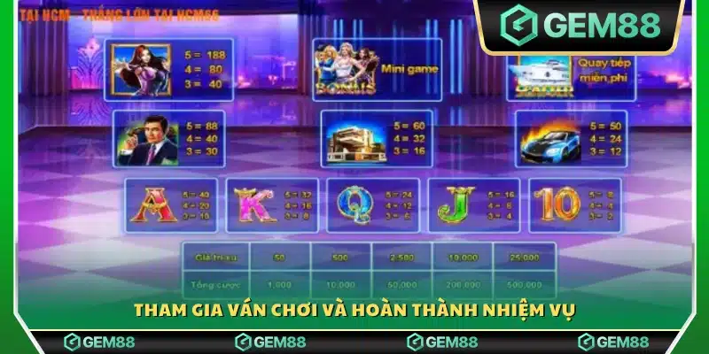 Bắt đầu trận đấu và chinh phục thử thách được giao